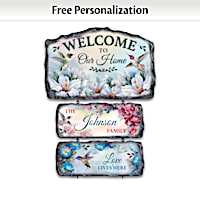 Lena Liu "Hummingbird Greetings" Personalized Welcome Sign