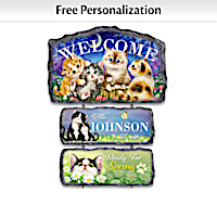 Kayomi Harai Cat Art Personalized Welcome Sign Collection