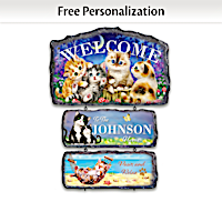 Kayomi Harai Cat Art Personalized Welcome Sign Collection