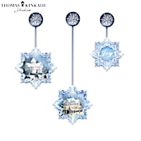 Thomas Kinkade Lighted Holiday Snowflake Window Ornaments