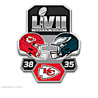 Super Bowl Pins With Display And Game-Day Rendition Tickets
