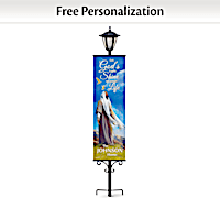 Religious Lamppost With Personalized Interchangeable Banners