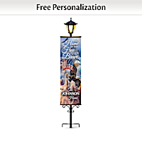 Patriotic Personalized Welcome Banners With Solar Lamppost