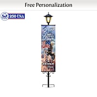 Patriotic Personalized Welcome Banners With Solar Lamppost