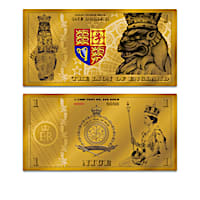 "Queen's Beasts" 24K-Gold Legal Tender $1 Bills With Display