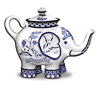 Elephant Teapot Figurines With China-Inspired Patterns