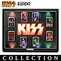 KISS Zippo Lighters Collection With Display Frame