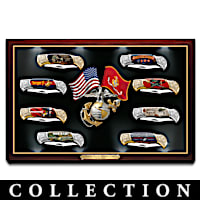 USMC Semper Fi Knife Collection With Illuminated Display