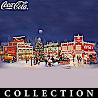 COCA-COLA Holiday Village With Light-Up Buildings & Tree