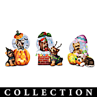 Holiday Yorkie Water Globe Collection