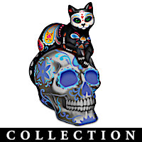 Day Of The Dead Sugar Skull Cat Figurine Collection