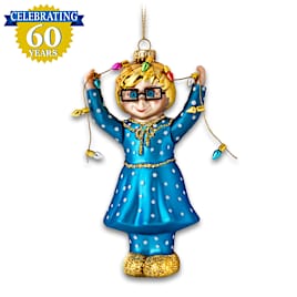 Mrs. Beasley And Christmas Lights Blown-Glass Ornament