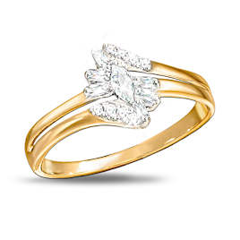 Fire And Ice 10K Solid Gold And Diamond Ring Size 7-1/2