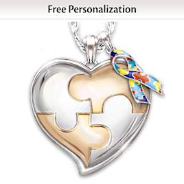 "My Hero" Autism Awareness Personalized Pendant Necklace