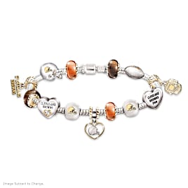 Cleveland Browns Charm Bracelet With Crystals