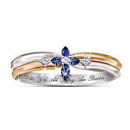 "The Trinity" Sapphire And Diamond Women's Religious Ring