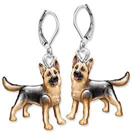 German Shepherd Playful Pup Earrings