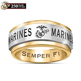 "USMC Semper Fi" 24K Gold Ion-Plated Men's Spinning Ring