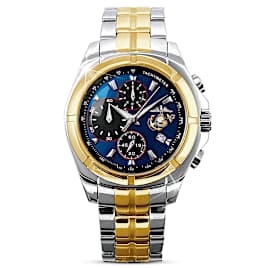 USMC Commemorative Engraved Men's Chronograph Watch