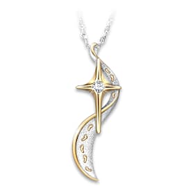 "Footprints In The Sand" Diamond Necklace With Poem Card