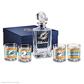 Miami Dolphins Five-Piece Decanter And Glasses Set