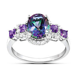 Mystic Topaz and Amethyst Ring Size 7.5