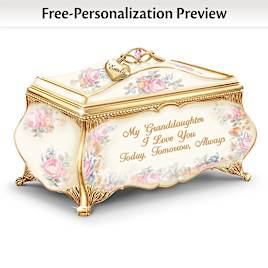 Granddaughter Porcelain Music Box With Name-Engraved Charm