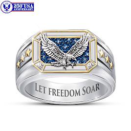 "Let Freedom Soar" Blue And White Sapphire Eagle Ring