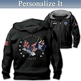 Navy Pride Personalized Hoodie Size Large (42-44)
