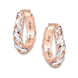 Inspirational Copper Two-Tone Hoop Earrings With 48 Crystals