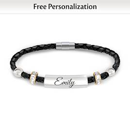 Personalized Braided Genuine Leather Bracelet For Daughter