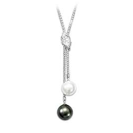 15-Carat Black And White Shell Pearl And Topaz Necklace