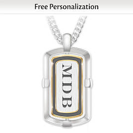Personalized 2-In-1 Design Spinning Dog Tag Necklace For Son
