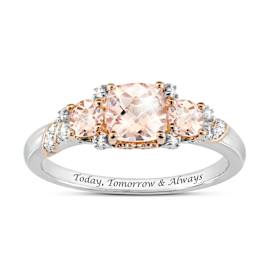 Genuine Morganite And Diamond Forever After Ring Size 7