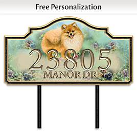"Warm Pomeranian Welcome" Personalized Address Sign