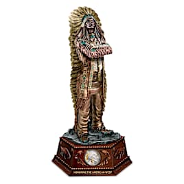 Cold-Cast Bronze Chief Sculpture With Genuine Buffalo Nickel