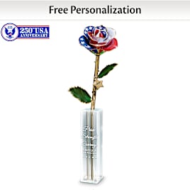 Patriotic Personalized Preserved Rose Table Centerpiece
