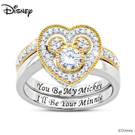 Disney Mickey And Minnie Ring Set Size 6.5