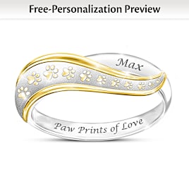 "Paw Prints Of Love" Ring Personalized With Your Dog's Name