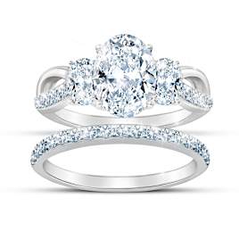 From This Day Personalized Bridal Ring Set - Platinum Plated
