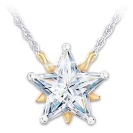 Star-Cut Simulated Diamond Pendant And Card For Daughter