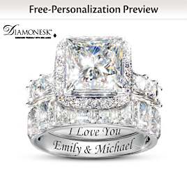 Personalized Engagement Ring And Wedding Band Set