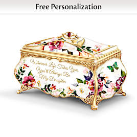 Porcelain Music Box For Daughters With Name-Engraved Charm