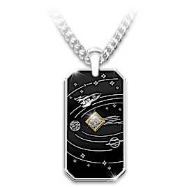 "Aim For The Stars" Meteorite Dog Tag Pendant For Grandson