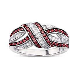 70 Genuine Red And White Diamond Solid Sterling Silver Ring