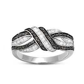 Genuine Black And White Diamond Charisma Ring Size 8