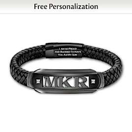 Genuine Diamond Laser-Cut Initials Bracelet For Sons