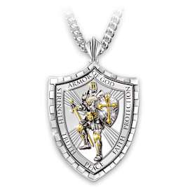 "The Armor Of God" Shield Pendant Necklace For Grandson