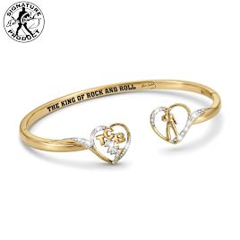 18K Gold-Plated Elvis Bracelet With 42 Simulated Diamonds
