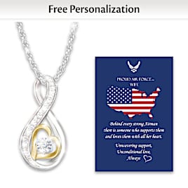 Genuine Diamond Infinity Pendant With Personalized USAF Card